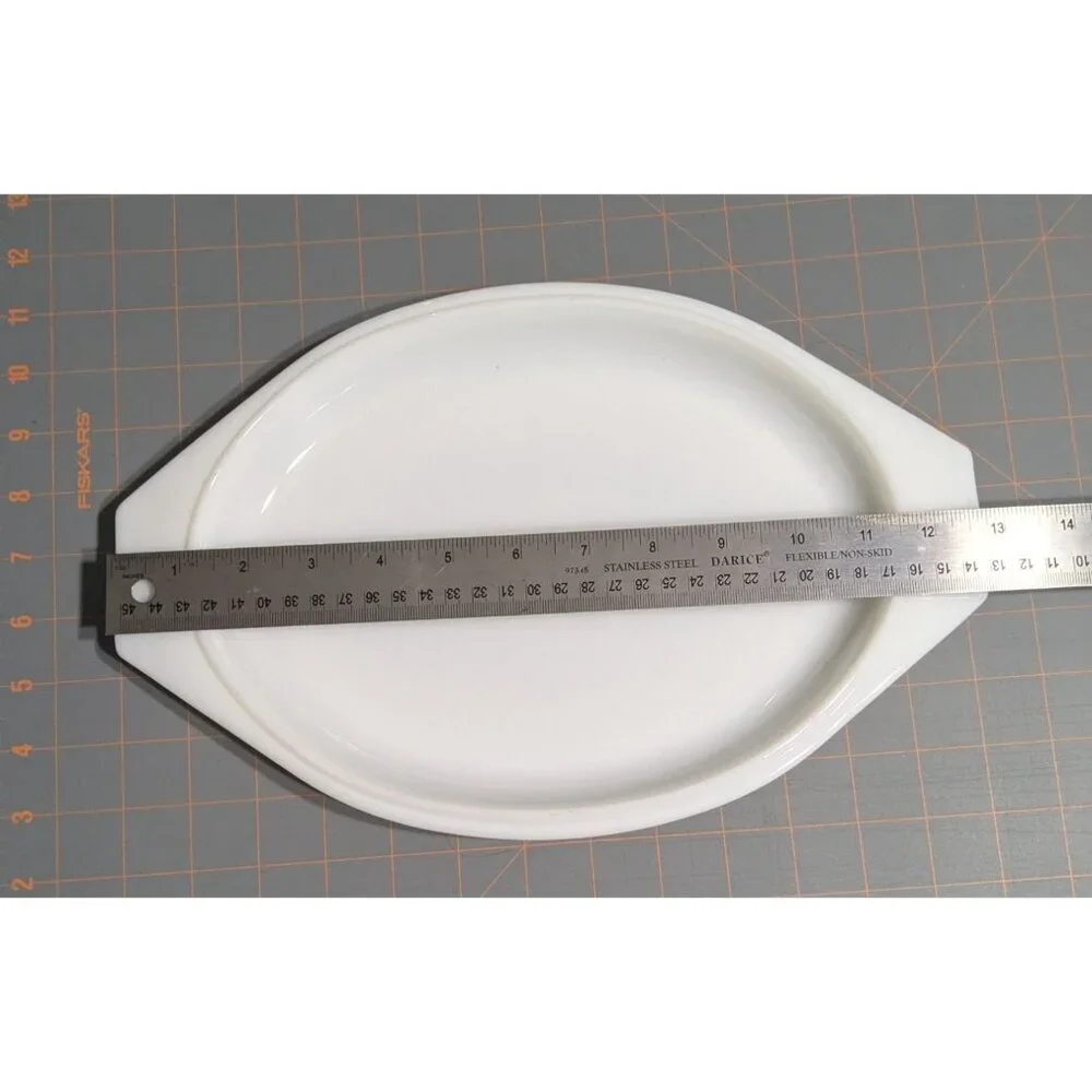 Vintage Pyrex Blue Snowflake Garland Oval Lid 12.75" White Glass Replacement - Picture 7 of 15